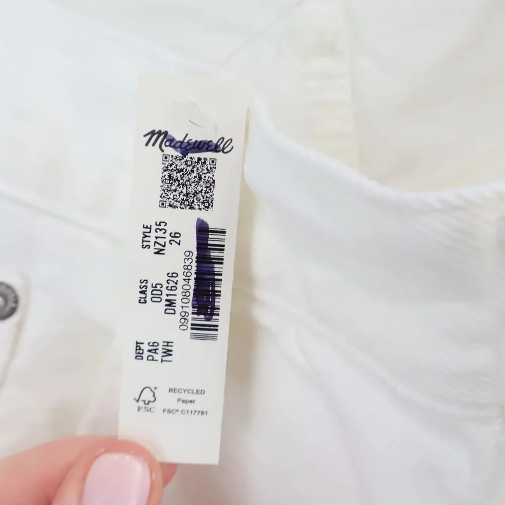 Madewell The Essex Long Baggy Short Tile White Size 26 NWT